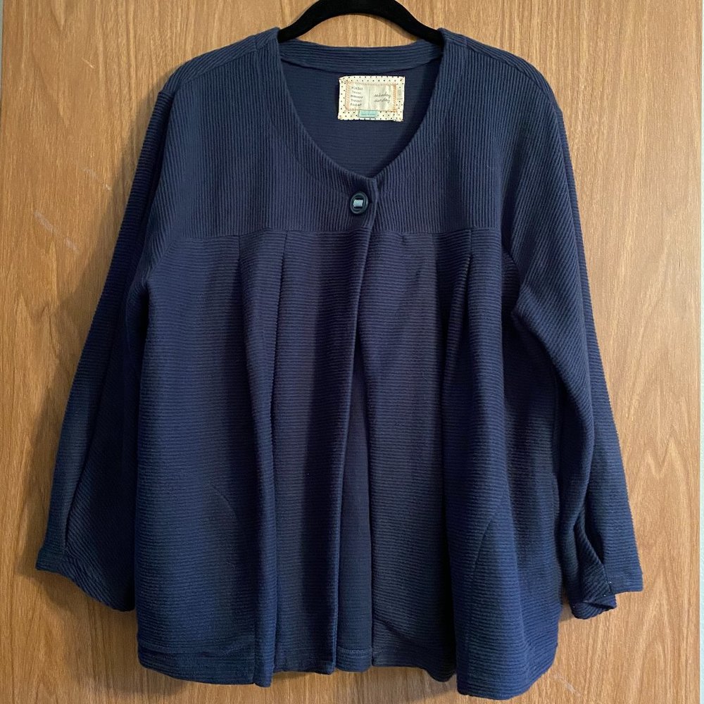 Saturday Sunday Anthropologie Navy One-Button Cardigan - Size: L